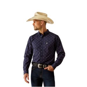 Ariat Men's Fitted Cordell Long  Sleeve Shirt - Navy