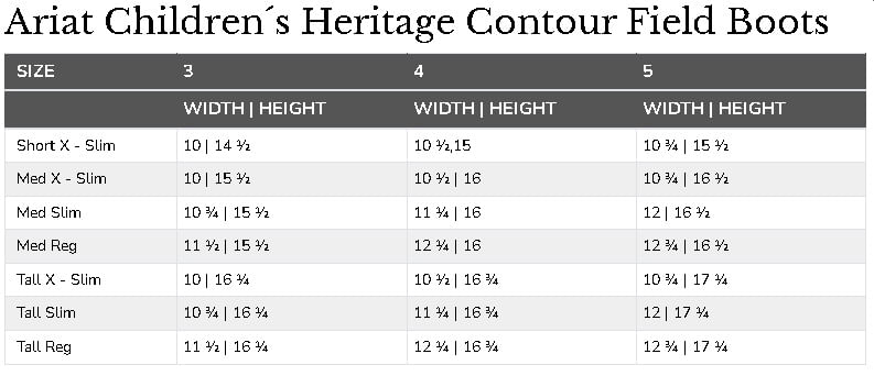 ariat-kids-heritage-field-boot-size-chart