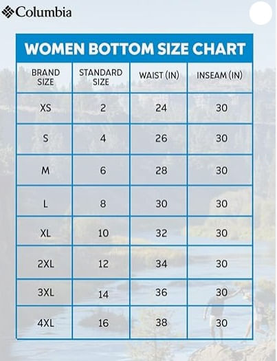 columbia-womens-bottoms-size-chart