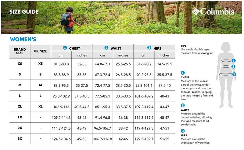 columbia-womens-tops-size-chart