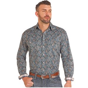 Panhandle Men's Long Sleeve Snap Shirt - Teal