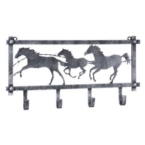 Tough 1 Horses and Barbwire Wall Rack in Hammered Finish - Black/Silver