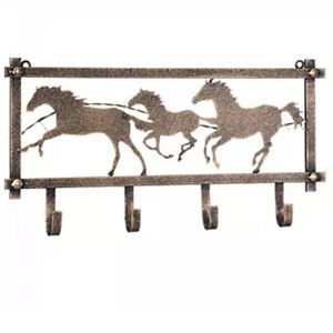 Tough 1 Horses and Barbwire Wall Rack in Hammered Finish - Black/Bronze