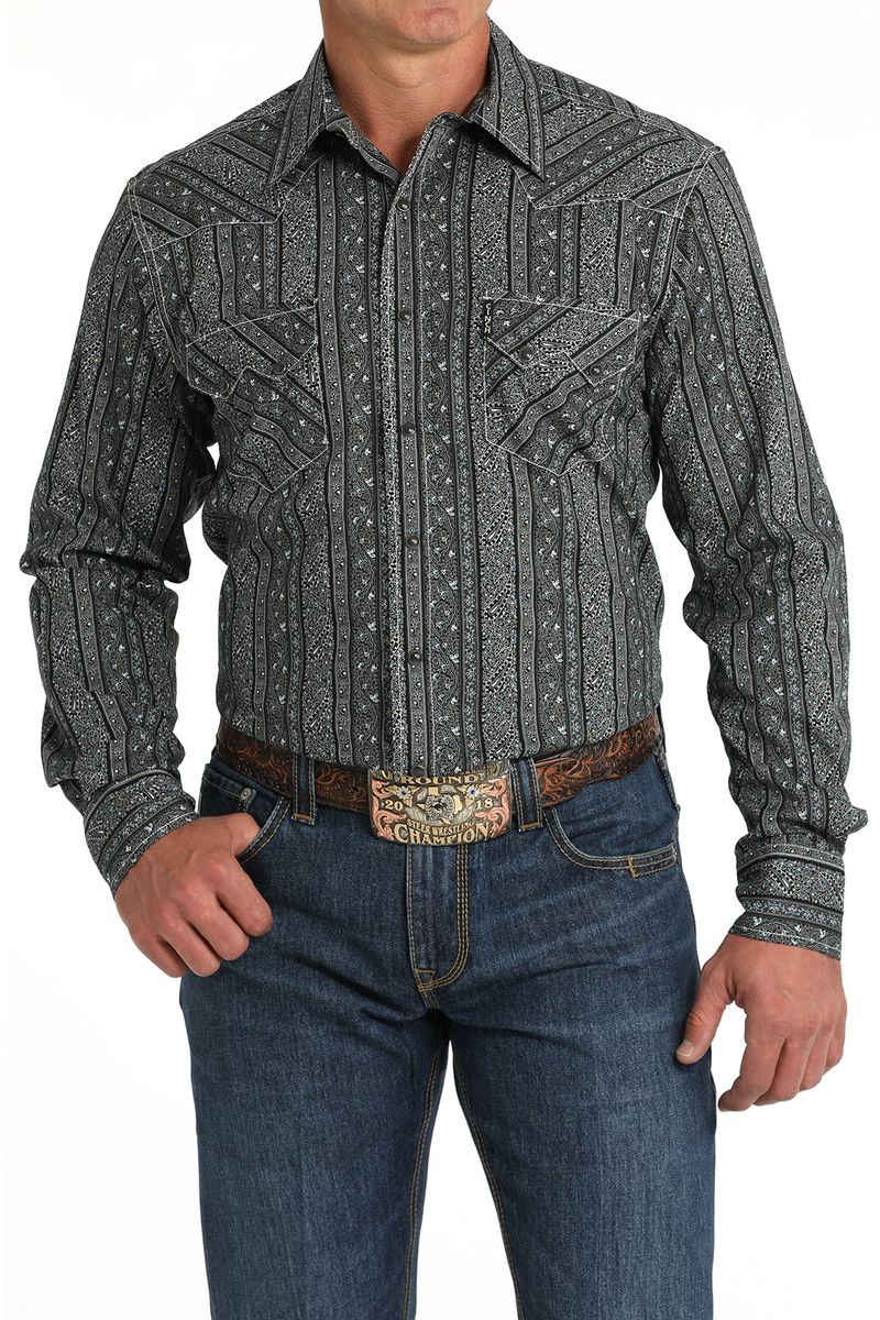 Cinch-Men-s-Modern-Fit-Long-Sleeve-Plaid---Black