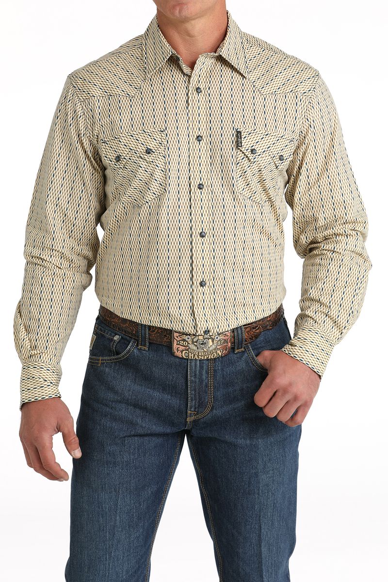 Cinch-Men-s-Modern-Fit-Long-Sleeve-Plaid---Cream