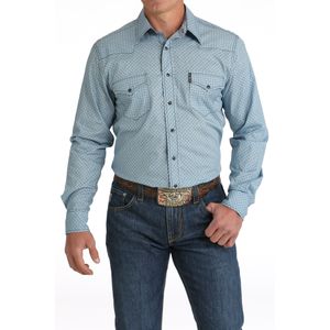 Cinch Men's Modern Fit Long Sleeve Plaid - Light Blue