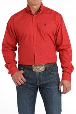 Cinch-Men-s-Plain-Weave-Long-Sleeve-Print---Red