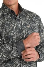 Cinch-Men-s-Plain-Weave-Long-Sleeve-Plaid---Black