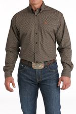 Cinch-Men-s-Plain-Weave-Long-Sleeve-Plaid---Brown