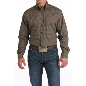 Cinch Men's Plain Weave Long Sleeve Plaid - Brown