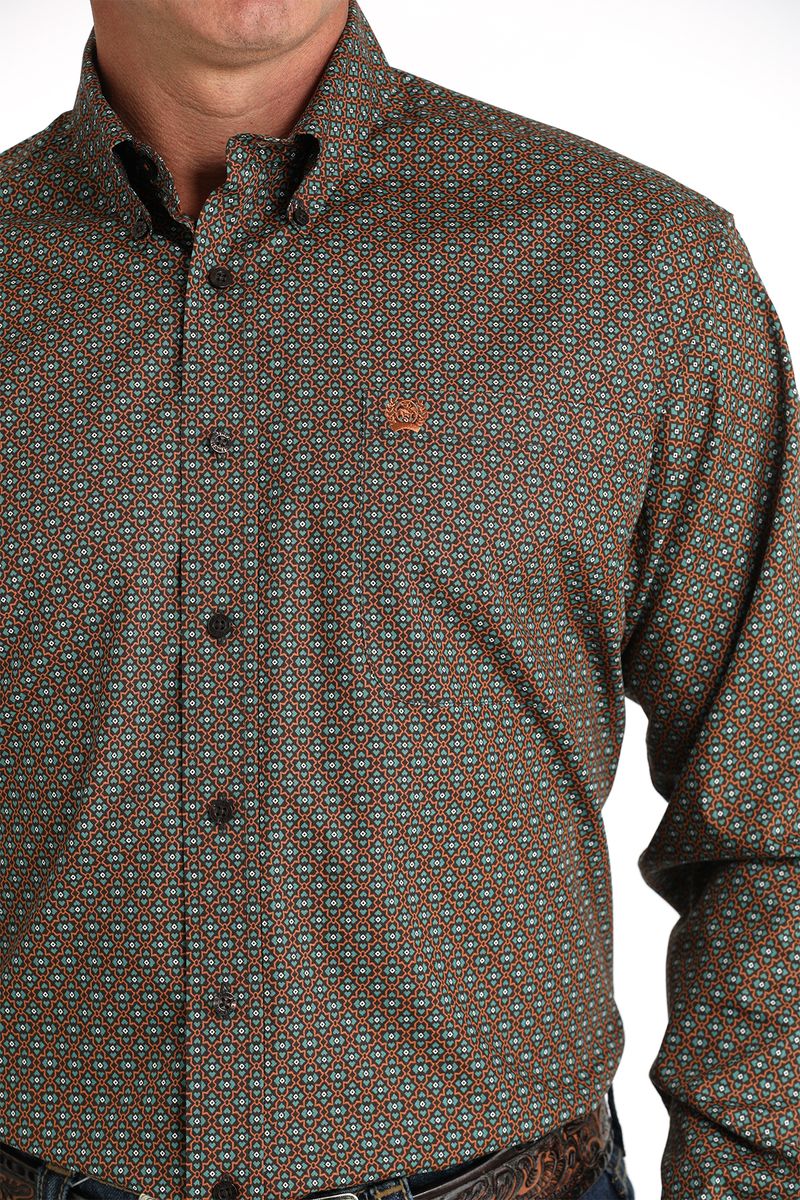 Cinch-Men-s-Plain-Weave-Long-Sleeve-Plaid---Brown