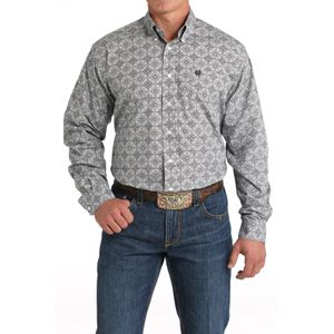 Cinch Men's Plain Weave Long Sleeve Plaid - Grey