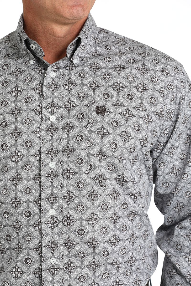 Cinch-Men-s-Plain-Weave-Long-Sleeve-Plaid---Grey