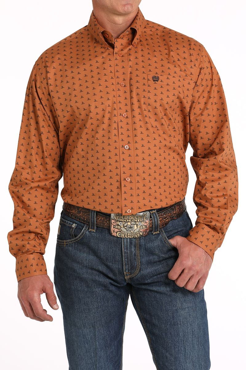 Cinch-Men-s-Stretch-Plain-Weave-Long-Sleeve---Gold