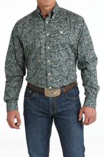 Cinch-Men-s-Stretch-Plain-Weave-Long-Sleeve---Green
