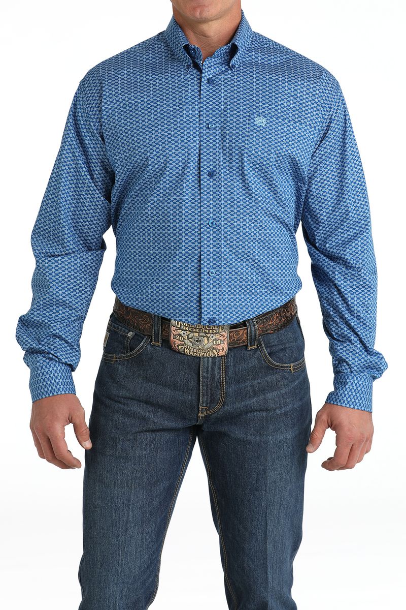 Cinch-Men-s-Stretch-Plain-Weave-Long-Sleeve---Royal-Blue