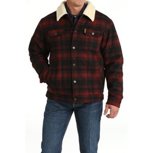 Cinch Men's Wooly Plaid Trucker Jacket - Red