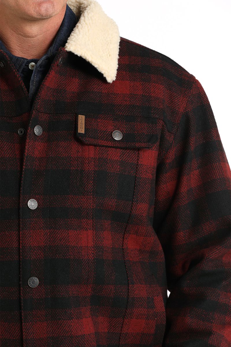 Cinch-Men-s-Wooly-Plaid-Trucker-Jacket---Red