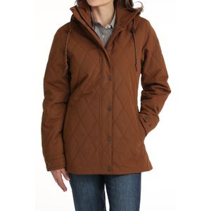 Cinch Women's 3/4 Length Barn Riding Coat with Hood - Brown