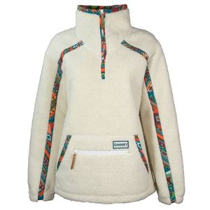 Hooey Women's Sherpa Pullover - Cream / Multi Colour Aztec