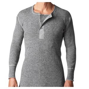 Stanfield's Men's Heritage Heavy Weight Wool Henley - Grey Mix