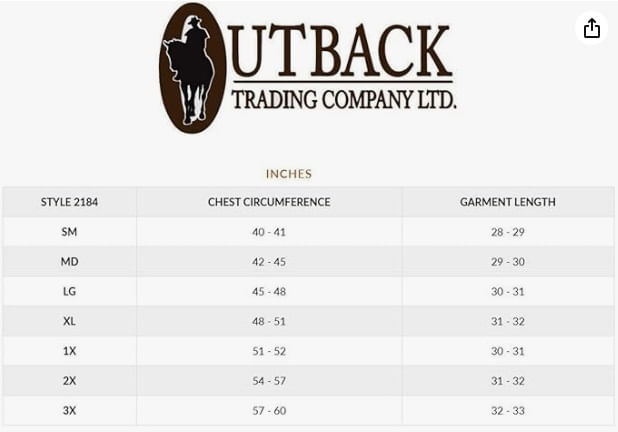 outback-trading-jillaroo-jacket-size-chart