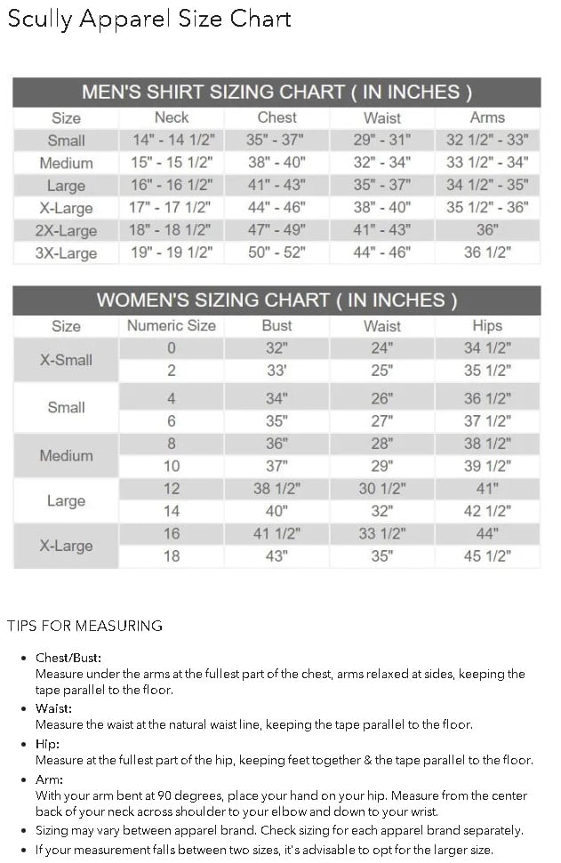 scully-mens-womens-size-chart