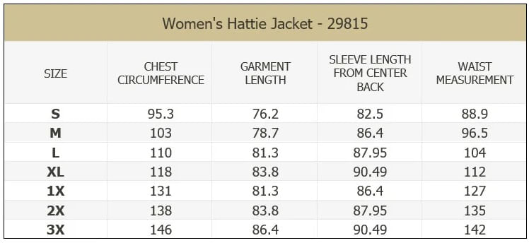 outback-hattie-jacket-size-chart