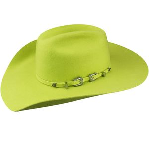 Renegade Punchy Wool Felt Western Hat - Limeade