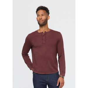 DU/ER Men's Purepima Henley Long Sleeve - Red Rock