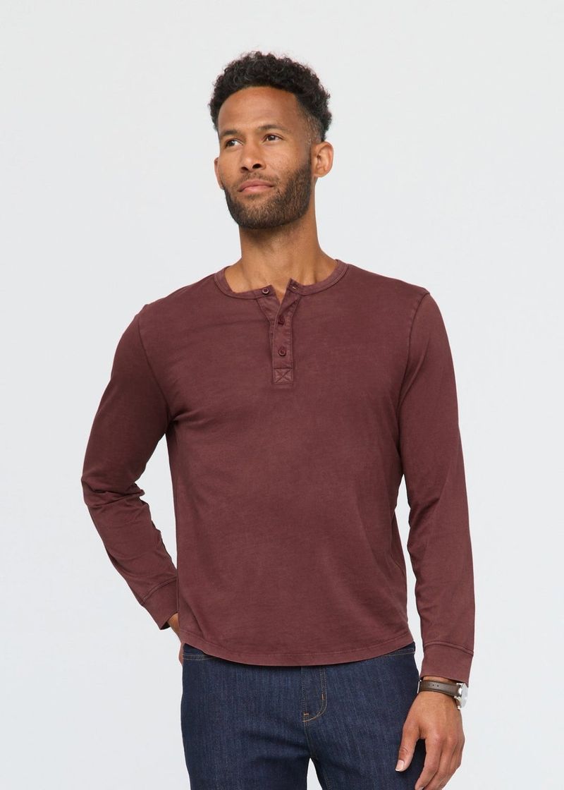 DU-ER-Men-s-Purepima-Henley-Long-Sleeve---Red-Rock