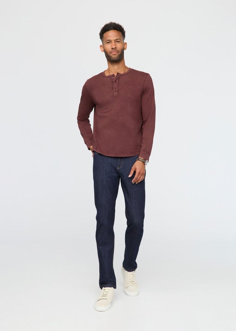 DU-ER-Men-s-Purepima-Henley-Long-Sleeve---Red-Rock