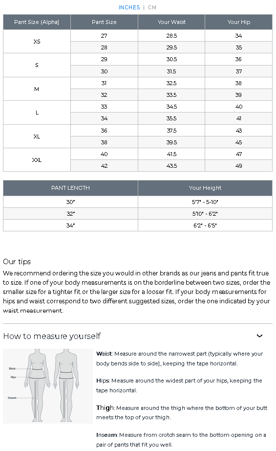 DUER-pant-size-chart