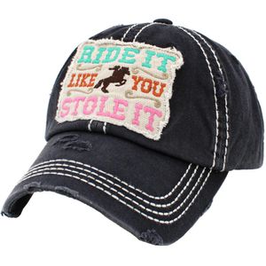 KBethos Unisex RIDE IT LIKE YOU STOLE IT Washed Vintage Ballcap - Black