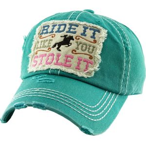 KBethos Unisex RIDE IT LIKE YOU STOLE IT Washed Vintage Ballcap - Turquoise