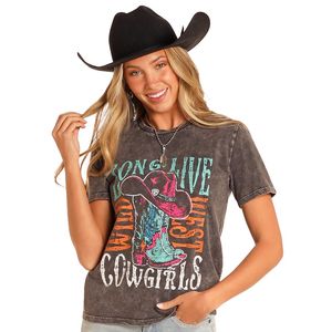 Rock & Roll Denim Women's Long Live Cowgirls Graphic Tee