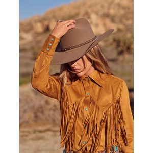 Wrangler  Women's X Lainey Wilson Fringe Snap Shirt - Bone Brown