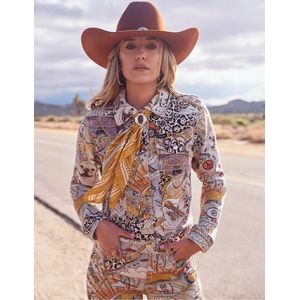 Wrangler X Lainey Wilson Life of Lainey Trucker Jacket - Storyteller Print