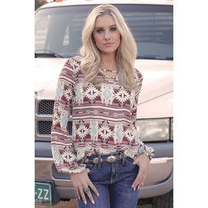 Cruel Denim Women's Southwest Print Blouse - Cream