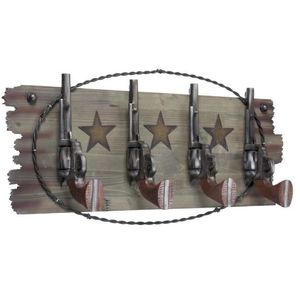 Tough 1 Western Themed 4 Hook Rack - Pistols