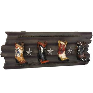 Tough 1 Western Themed 4 Hook Rack - Boots