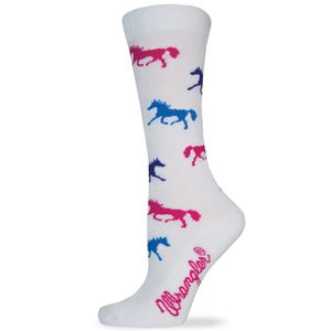 Wrangler Horse Pattern Crew Socks - White