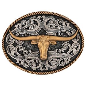 Montana Silversmiths Two-Tone Longhorn Attitude Buckle