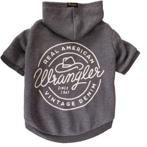 Wrangler Hat Seal Logo Dog Hoodie - Charcoal