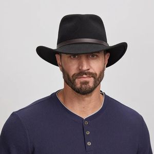 American Hat Makers Men’s Pathfinder Wool Felt Outback Hat - Black