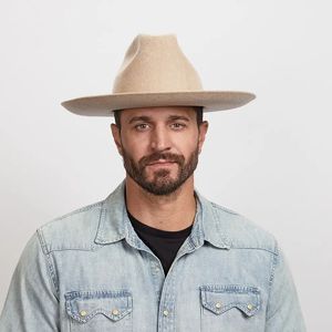 American Hat Makers Men's Crescent Flipped Brim Felt Hat - Oatmeal