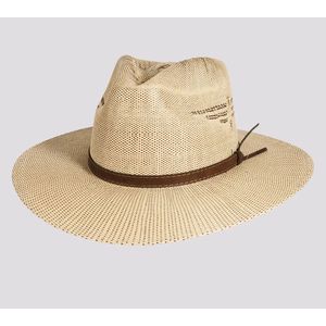 Dover | Mens Bangora Straw Flat Brim Pinch Front Sun Hat - Tan