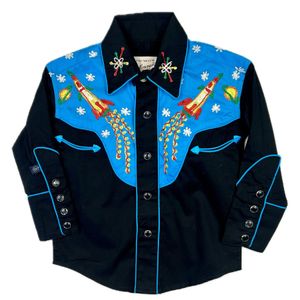 Rockmount Ranch Wear Kids' 2-Tone Space Cowboy Western Shirt - Black / Turquoise