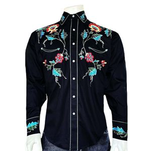 Rockmount Ranch Wear Men's Cotton Gabardine Western Shirt - Black Floral