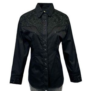 Rockmount Ranch Wear Women's Vintage Embroidered Western Shirt - Black